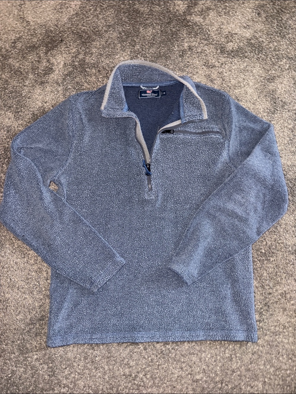 Vineyard Vines Men's Heathered Blue Quarter-Zip Fleece